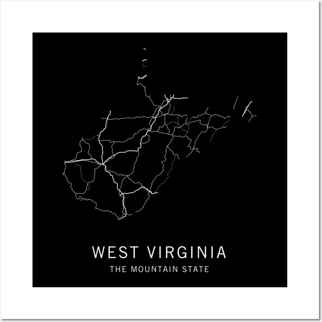 West Virginia State Road Map Wall Art by ClarkStreetPress